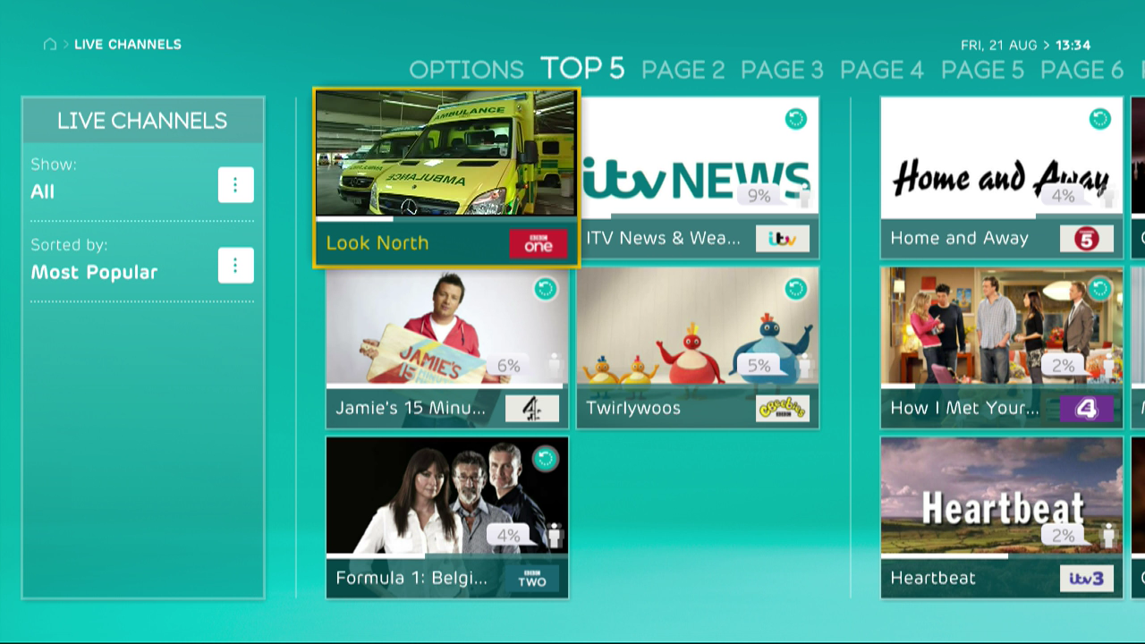 Using my EE TV LIVE CHANNELS guide