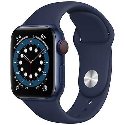 Apple Watch Series 6 40mm Blue Aluminium Case with Deep Navy Sport Band