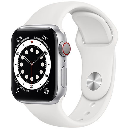 Apple Watch Series 6 40mm Silver Aluminium Case with White Sport Band
