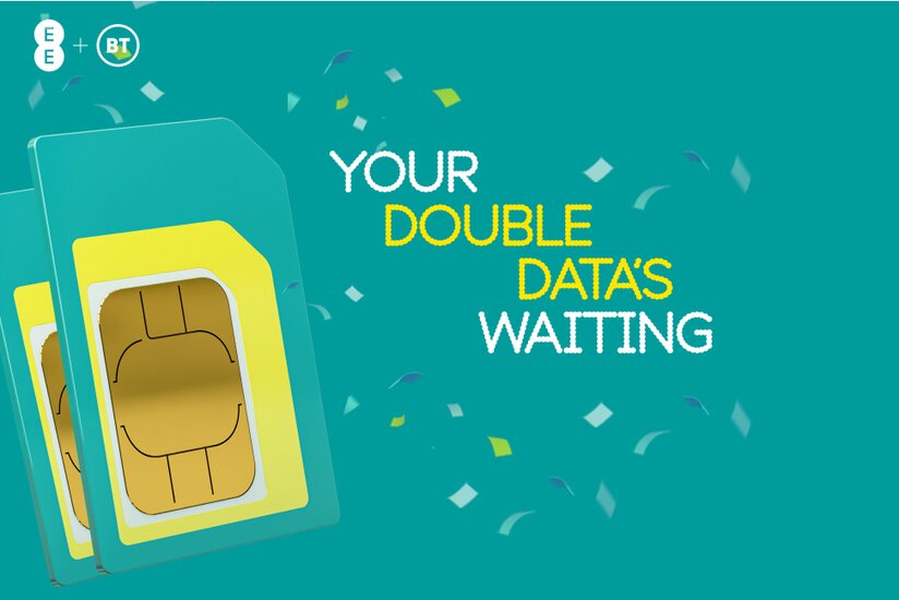 Image of sim cards and text stating "Your Double Data's waiting"