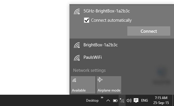 where is the wireless setup utility in windows 10