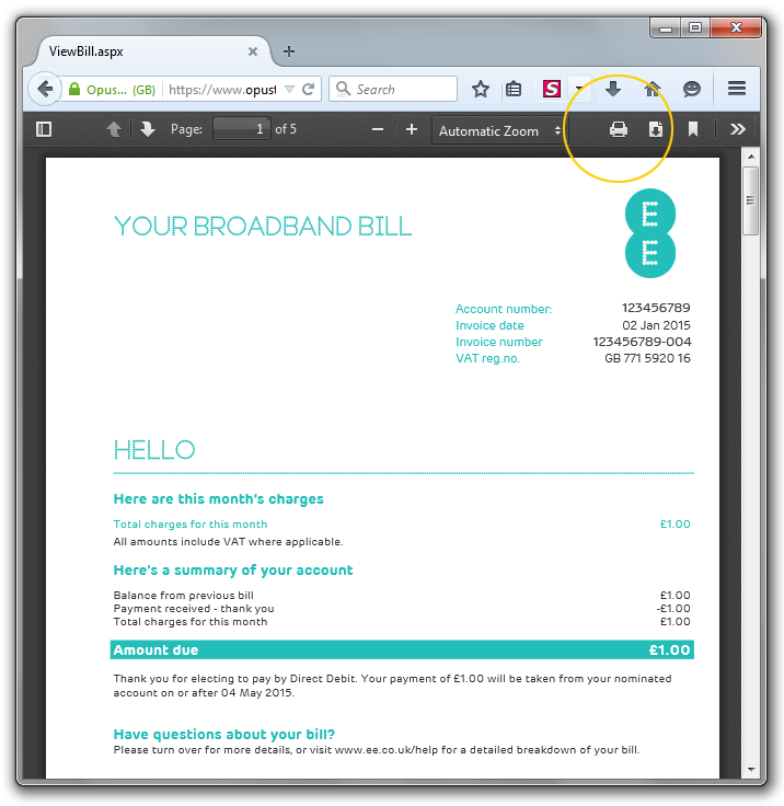 My home broadband, home phone and EE TV bill explained