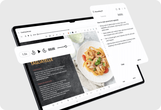 cooking recipe with notes assistant