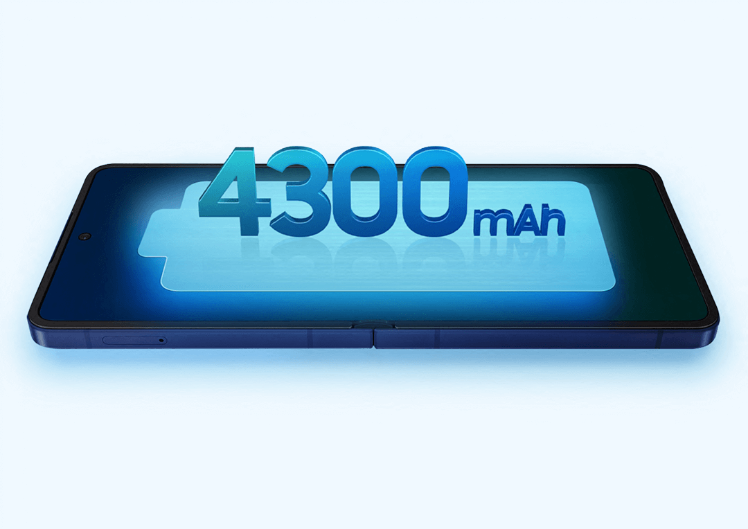 An illustration of a large battery on the Z Flip 7 showcasing battery capacity