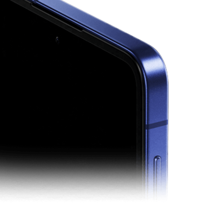 Close-up of the corner of the very thin, very strong aluminium casing