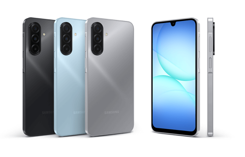 An illustration showing the slim frame of the A17 5G