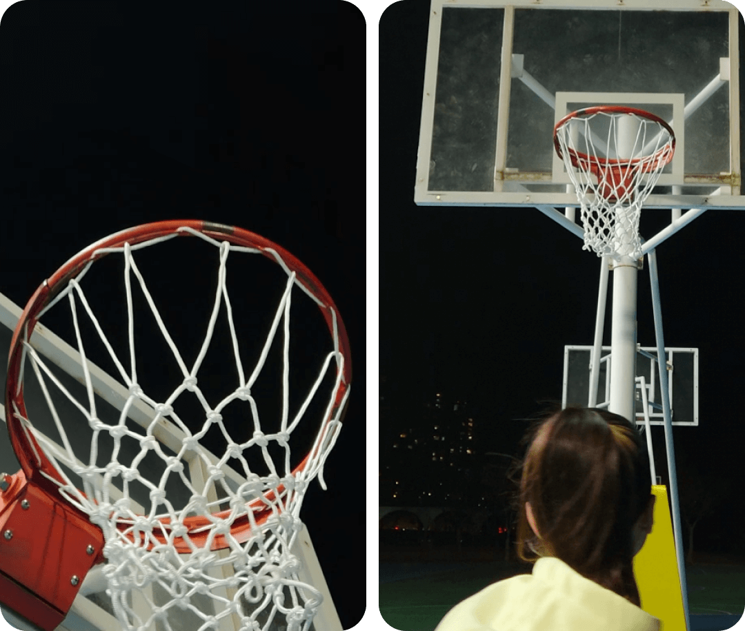 Basketball hoop from below