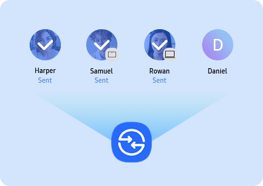 An illustration demonstrating the quick share feature