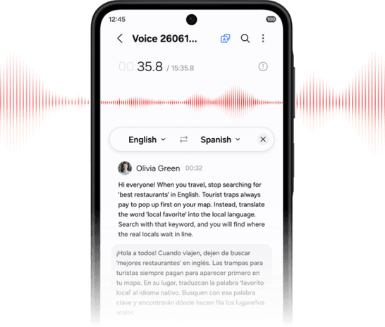 Image of the Voice transcription feature in use
