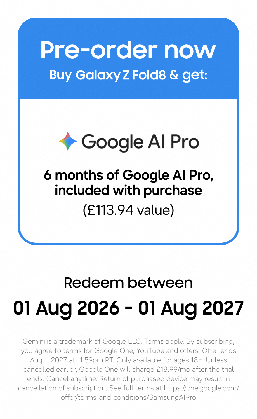 Pre-order details for Fold8 and 6 months of Google AI Pro