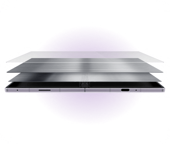 An image of the Fold8 device with metal layers of titanium above them to show the strength