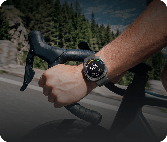 Illustration of the Watch Ultra2 being used for cycling