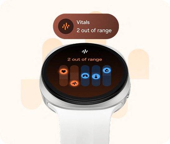 The Watch9 showing 5 vital measurements and the ranges they should be in