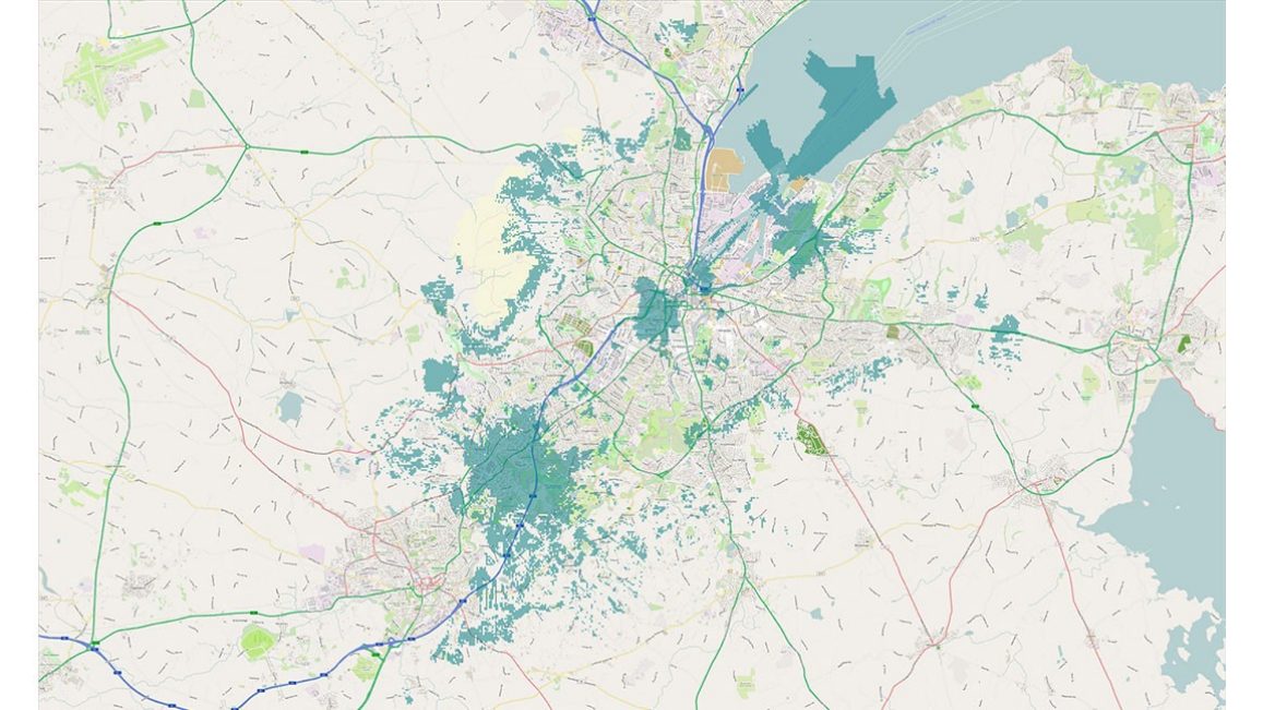 EE 5G coverage map of Belfast