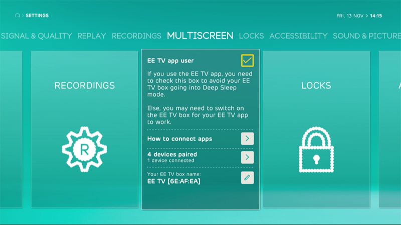 My EE TV settings explained