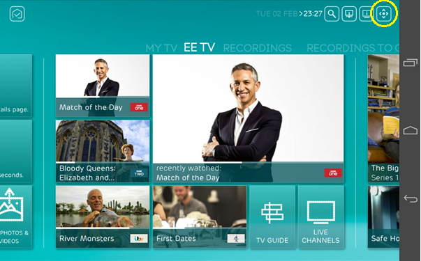 Using your tablet or phone as a touch control for EE TV
