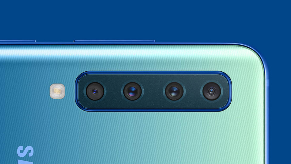 the rear four cameras on the Samsung Galaxy A9