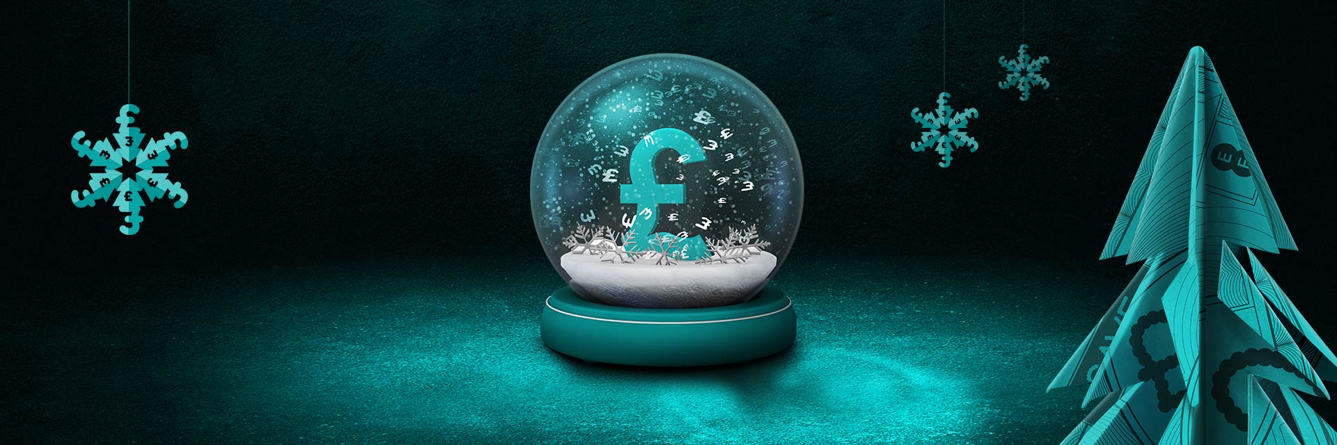  Christmas snow globe with a £ sign inside 