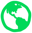 Green icon of Earth, representing carbon neutrality