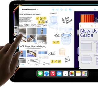 Multitasking view of iPadOS on iPad Pro shows multiple apps running simultaneously.