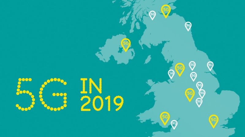 UK map of where EE will roll out 5G in 2019