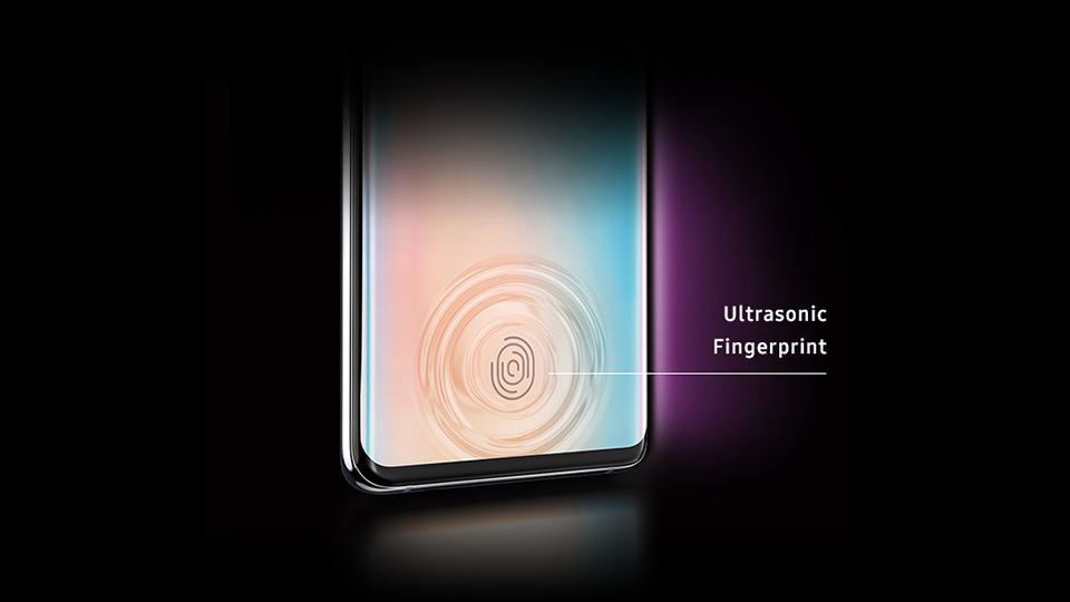the Ultrasonic Fingerprint Scanner on the display of the Galaxy S10