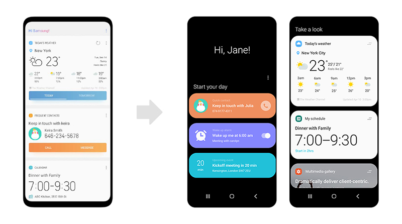 The new One UI interface displayed on a Samsung smartphone
