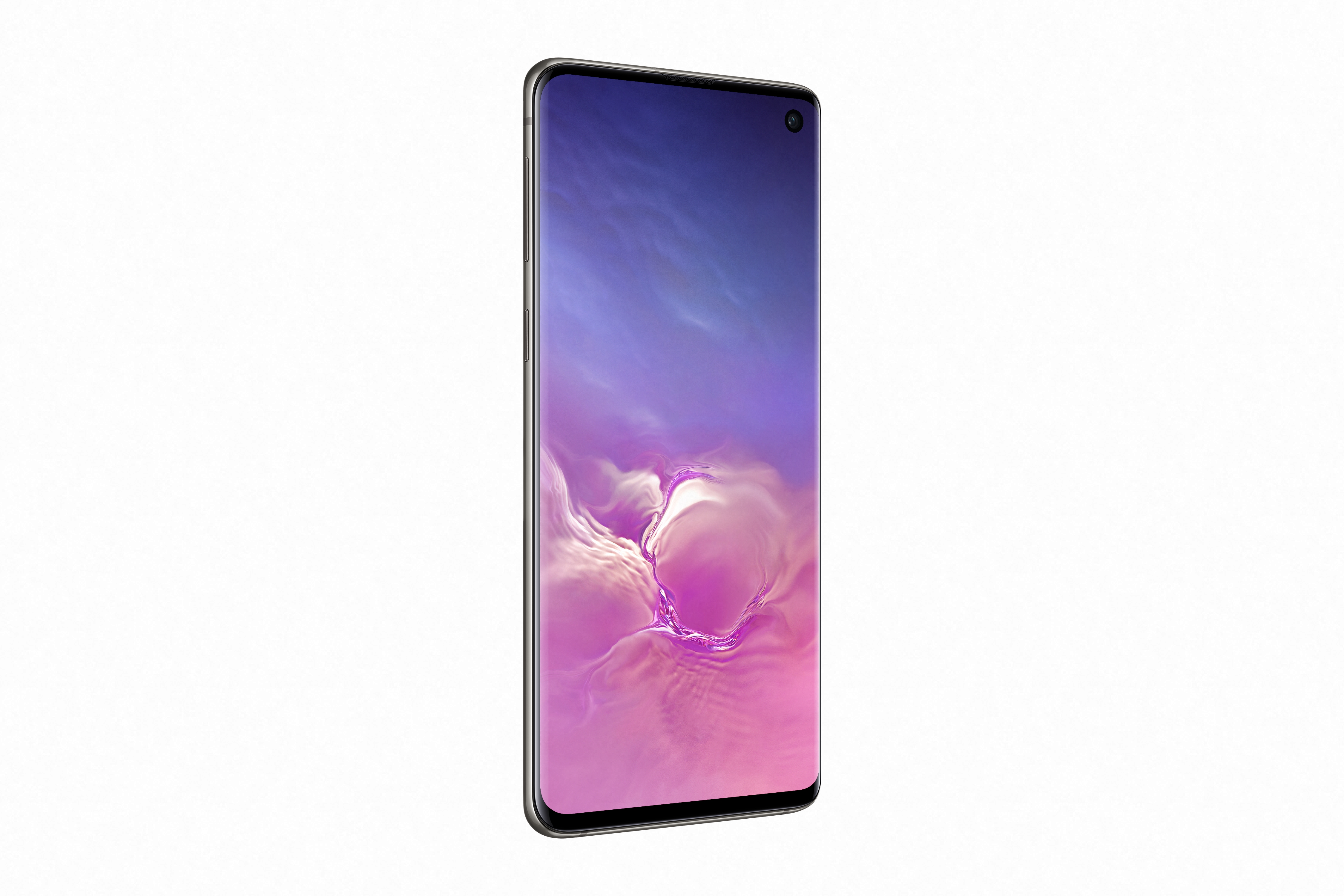 Samsung Galaxy S10 from an angled side view