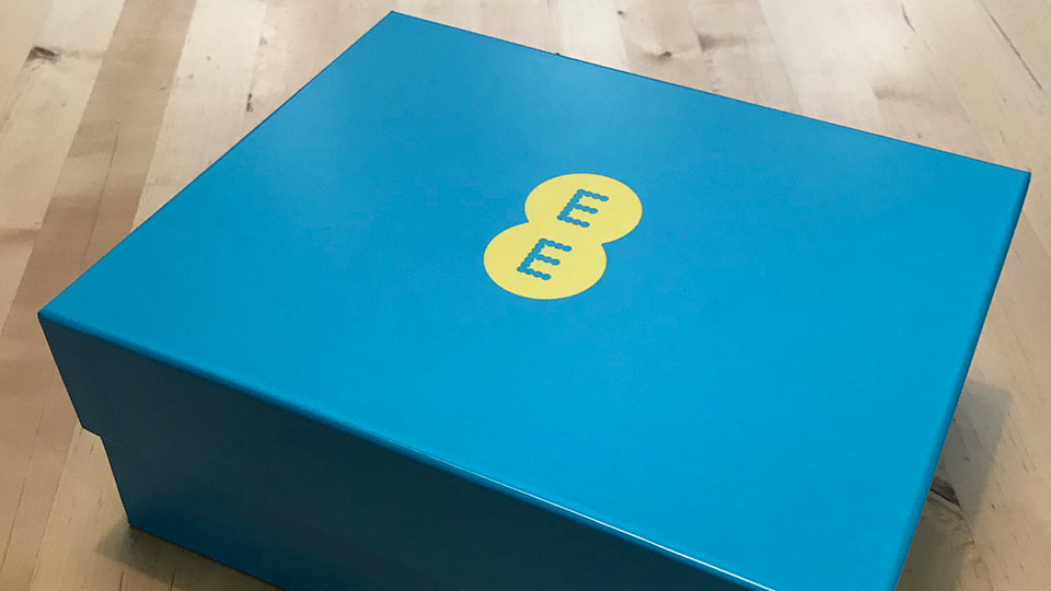 An EE box with the Galaxy Watch inside