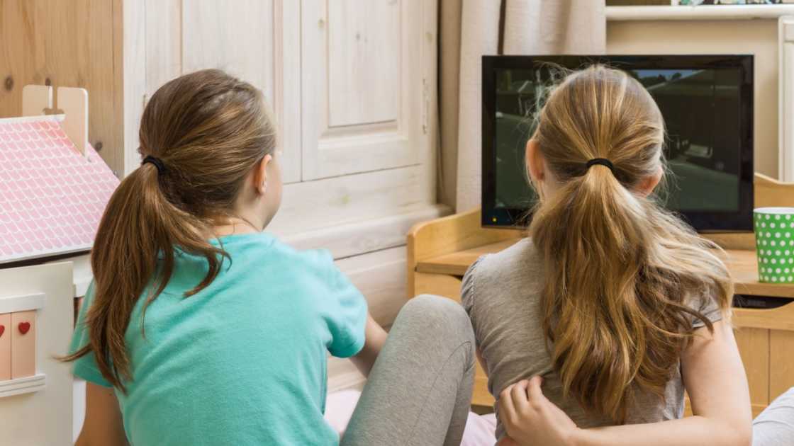 Girls watching TV