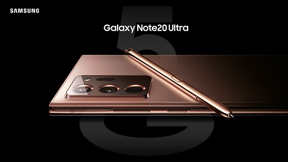 Samsung Galaxy Note20 and SPen in Mystic Bronze