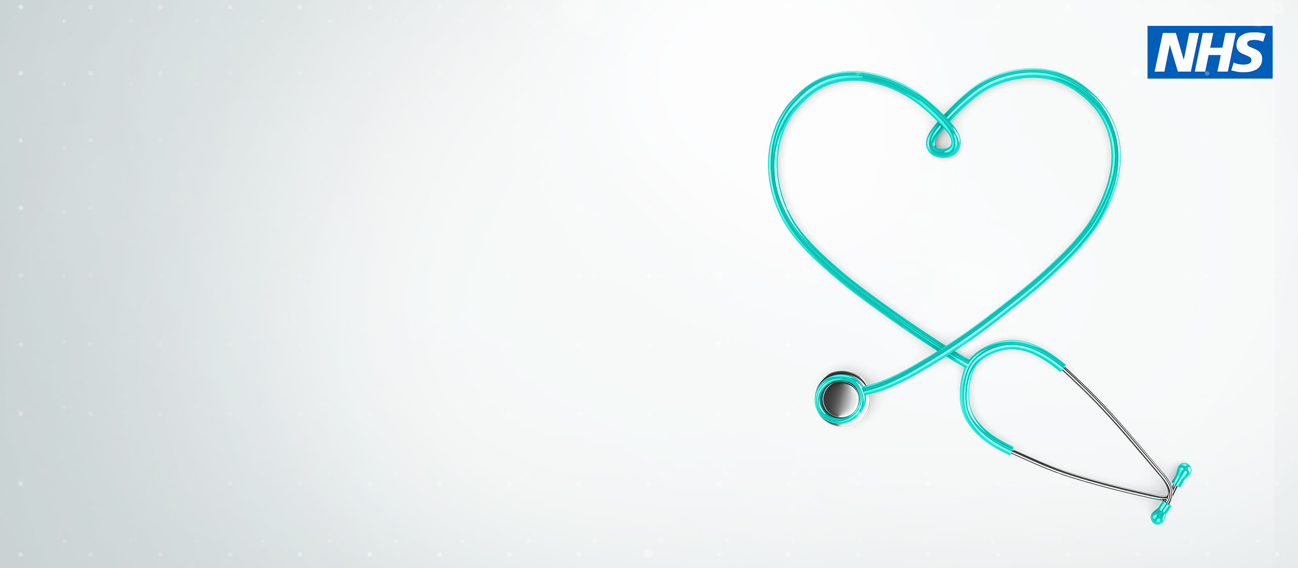 Stethoscope in heart shape with NHS logo
