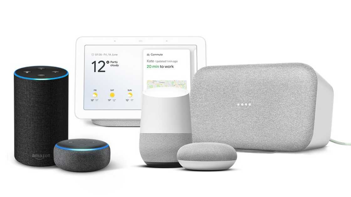 A selection of smart home products on a white background