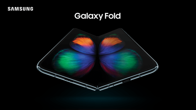 Samsung Galaxy Fold with butterfly image on screen