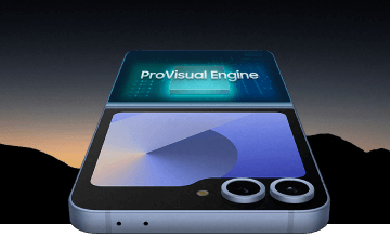 Device expanded showcasing the ProVisual Engine on a background of mountain 