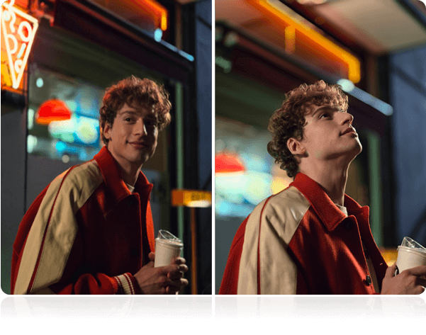 Two photos of a young man posing.