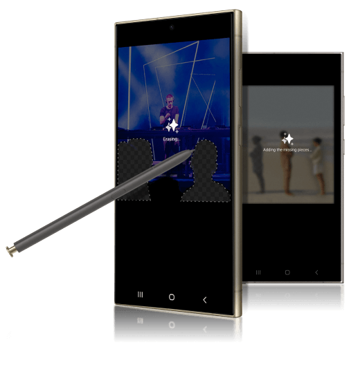 image of 2 Samsung Galaxy devices editing images.
