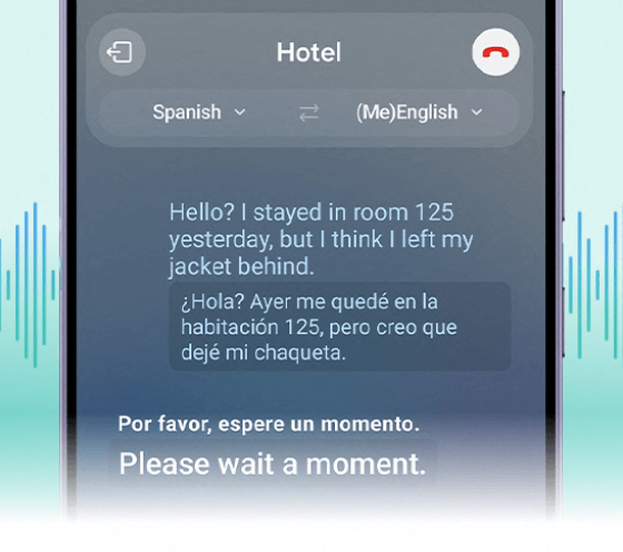 A screenshot of a text-to-speech app live translating a conversation in English and Spanish simultaneously.