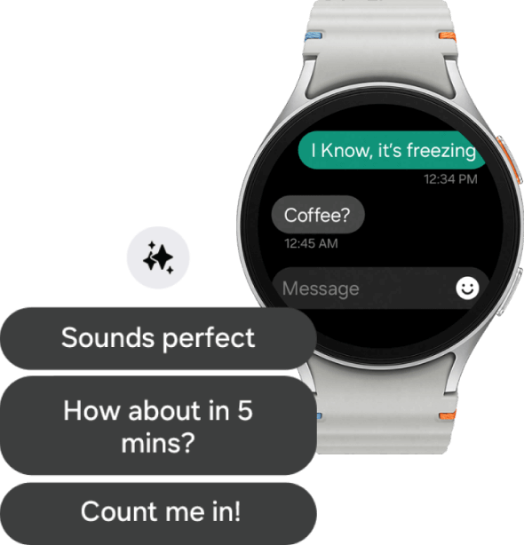 Suggested Replies watch app offering quick replies