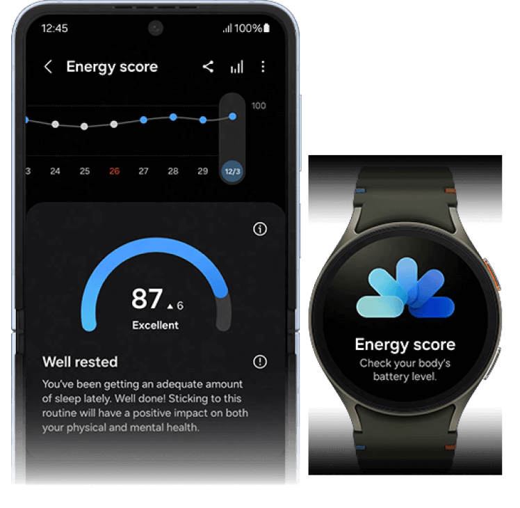 Energy score application for phone and watch