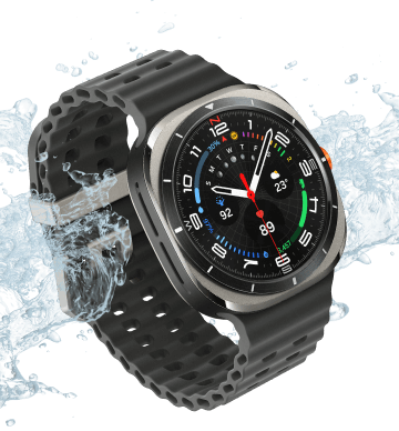 Galaxy watch Ultra covered with water splashes