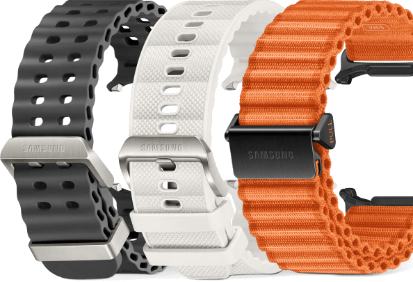 A range of watch straps of different colours which contains gray, pink, black and orange straps