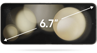 arrows on the inside of the unfolded Flip5 to indicate 6.7-inches diagonally.