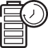 A line drawing of a battery and clock to highlight all-day battery life