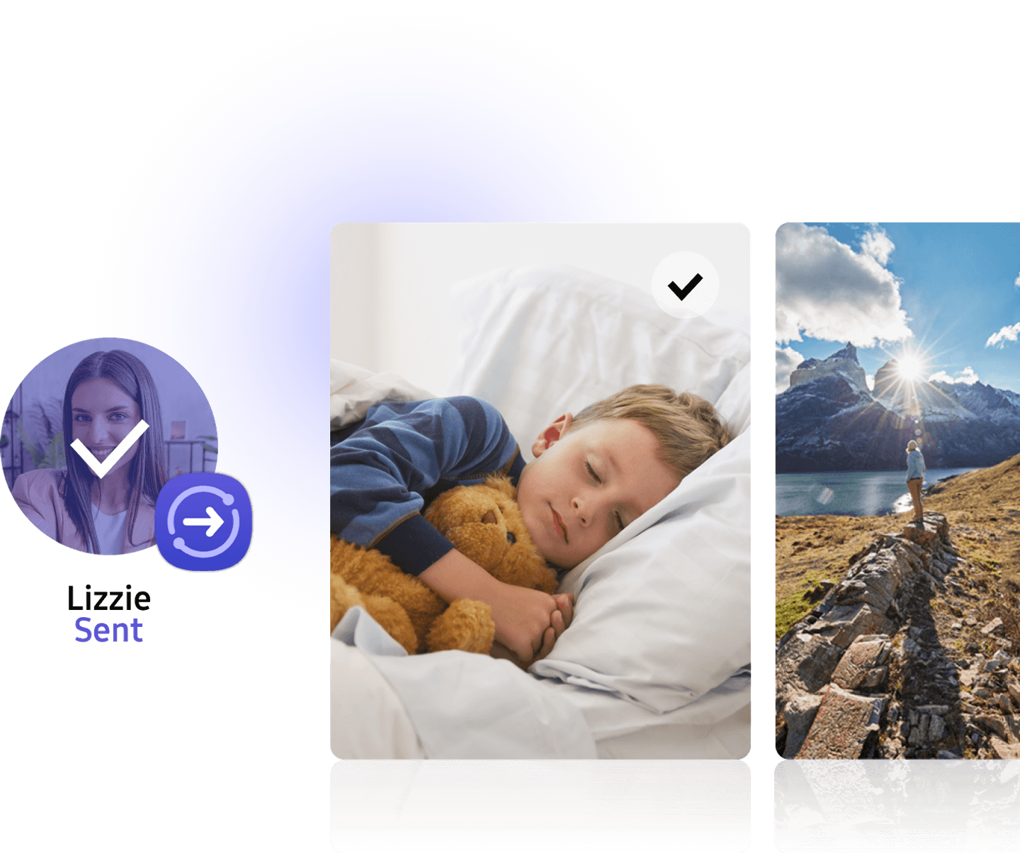 a range of 3 photos showcasing a how QuickShare has been utilized by sending photos.