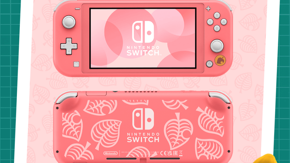 Nintendo Switch Lite screen and Isabille edition back of console