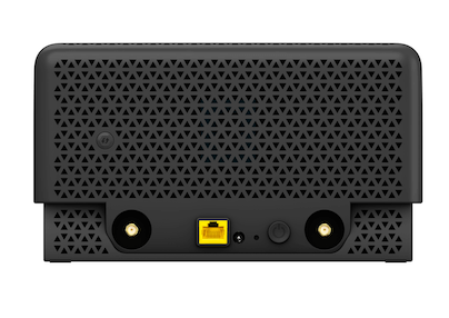 Image of back of the Connectivity Backup device zoomed-in on the ports/connectors. Description of each port follows