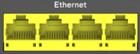 A block of 4 ethernet ports