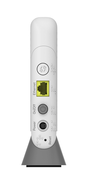 Description of each port follows listed from top to bottom when looking at the back of the Extender . Braille is to the right of the sockets and buttons, except for the reset button which is to the left