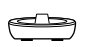 Image of charger base. Circular compact cradle with a bump in the middle of the cradle. Four rubber feet underneath and a small hole on the back